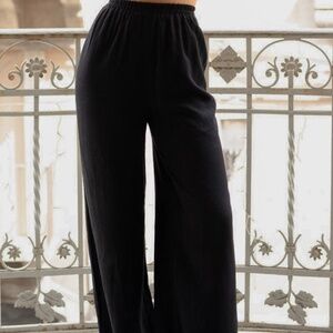 12th Tribe Amalfi Black Linen Pants Size LL